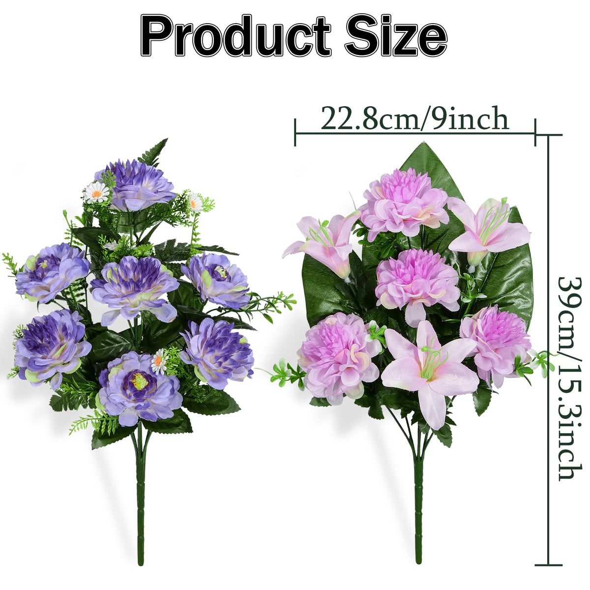 XONOR artificial grave flowers with vase for easy graveside display