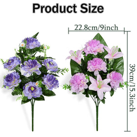 XONOR artificial grave flowers with vase for easy graveside display