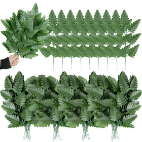 XONOR artificial silk fern leaves in dark green for versatile DIY decor.