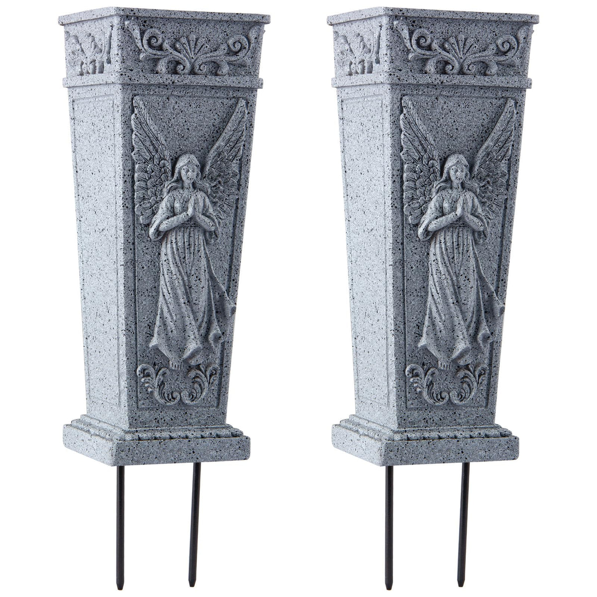 XONOR cemetery vase with angel design for enduring grave-site decor.