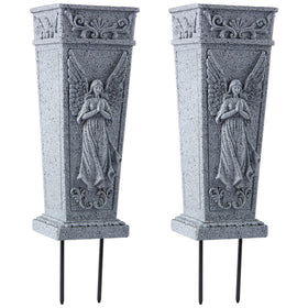 XONOR cemetery vase with angel design for enduring grave-site decor.