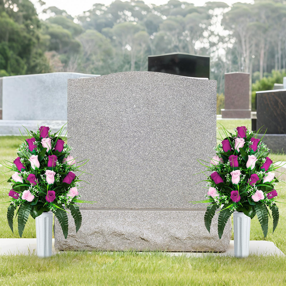 XONOR included foam stabilizes flowers for steady cemetery displays.