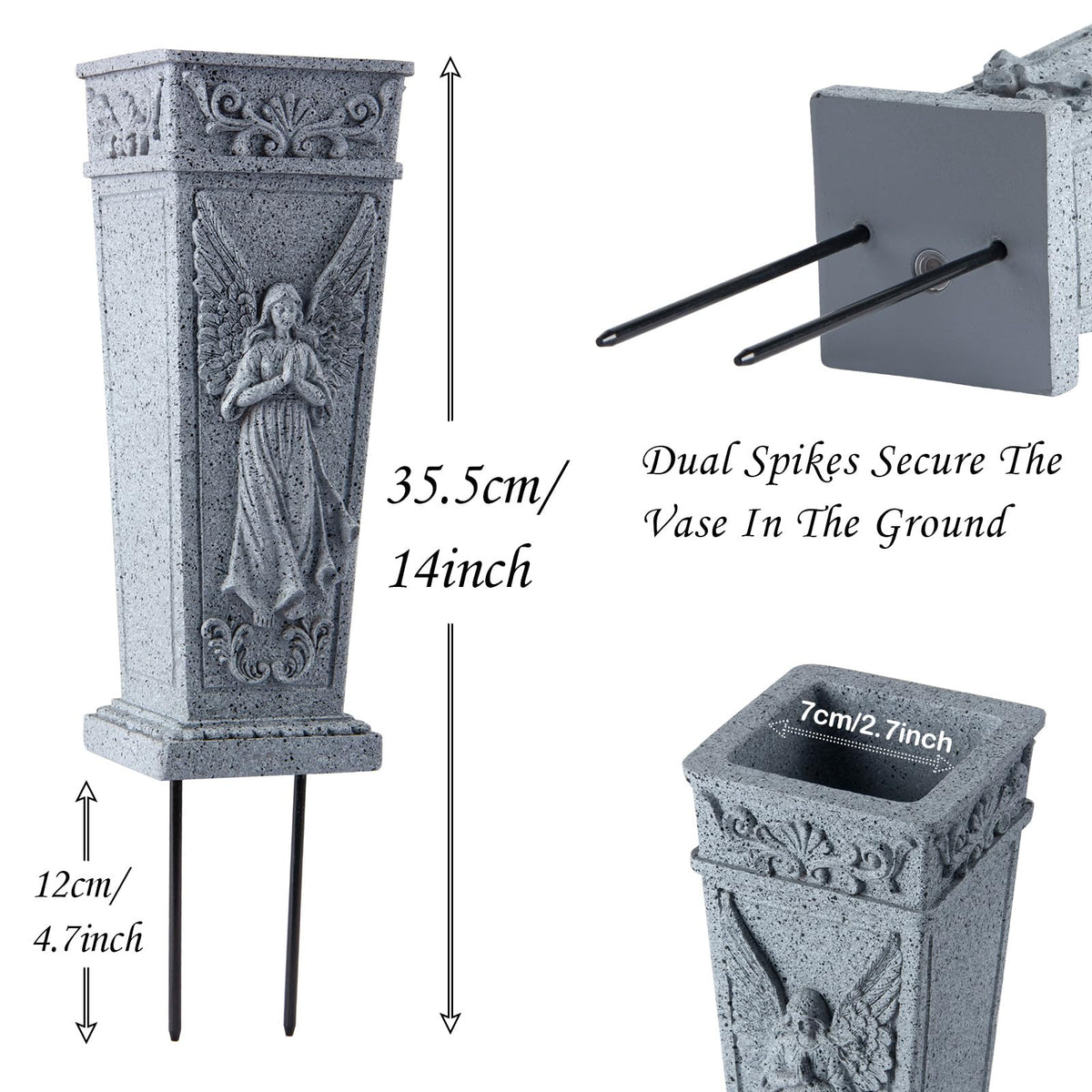 XONOR grave flower holder with ground spikes for secure placement.
