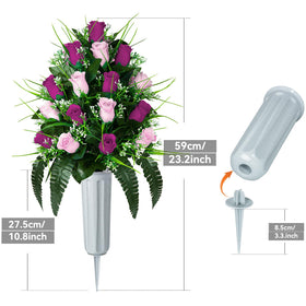 XONOR grave vase with ground spike for secure cemetery display.