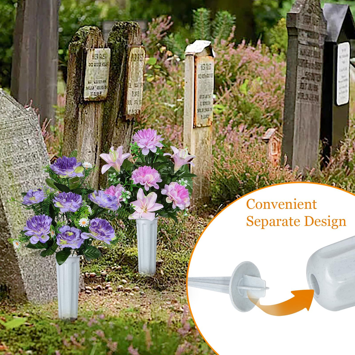 XONOR ground spike and vase assembly for stable gravesite decoration