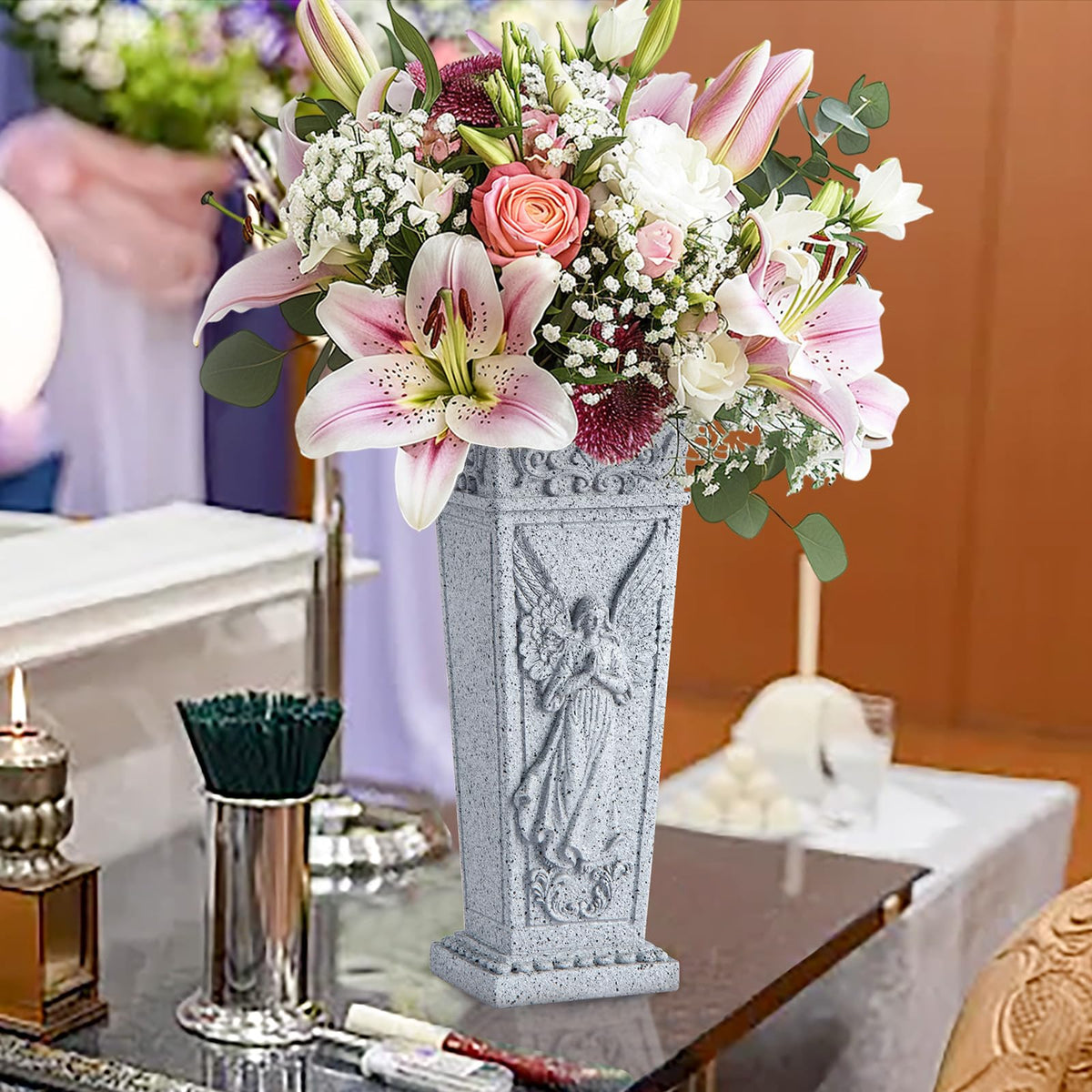 XONOR headstone vase design suitable for home or grave site decor.