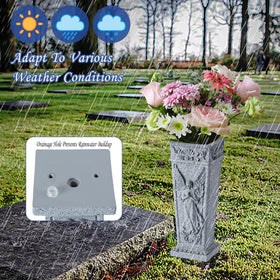XONOR memorial vase with 4-7 inch spikes for stable ground anchoring.