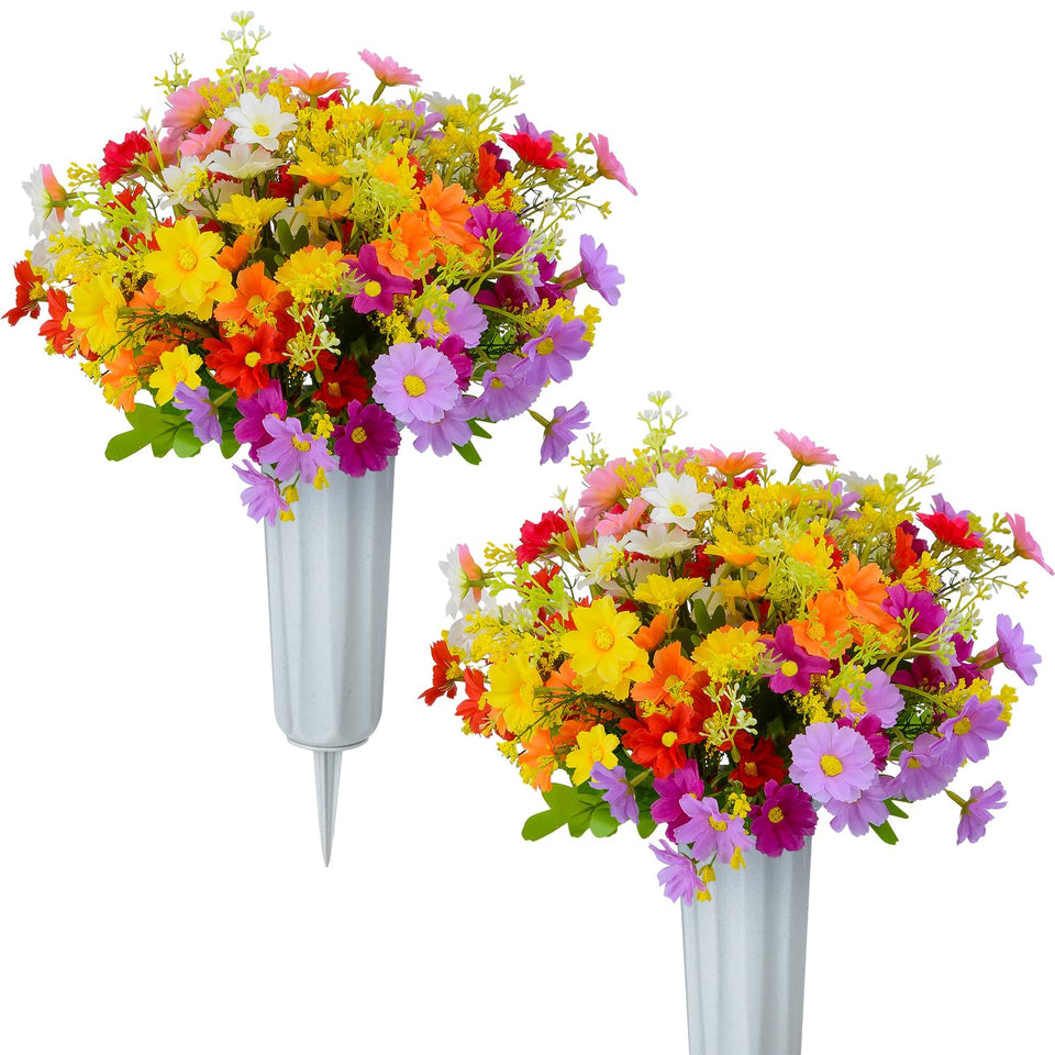 XONOR silk daisy bouquet with seven branches for lasting grave decoration.