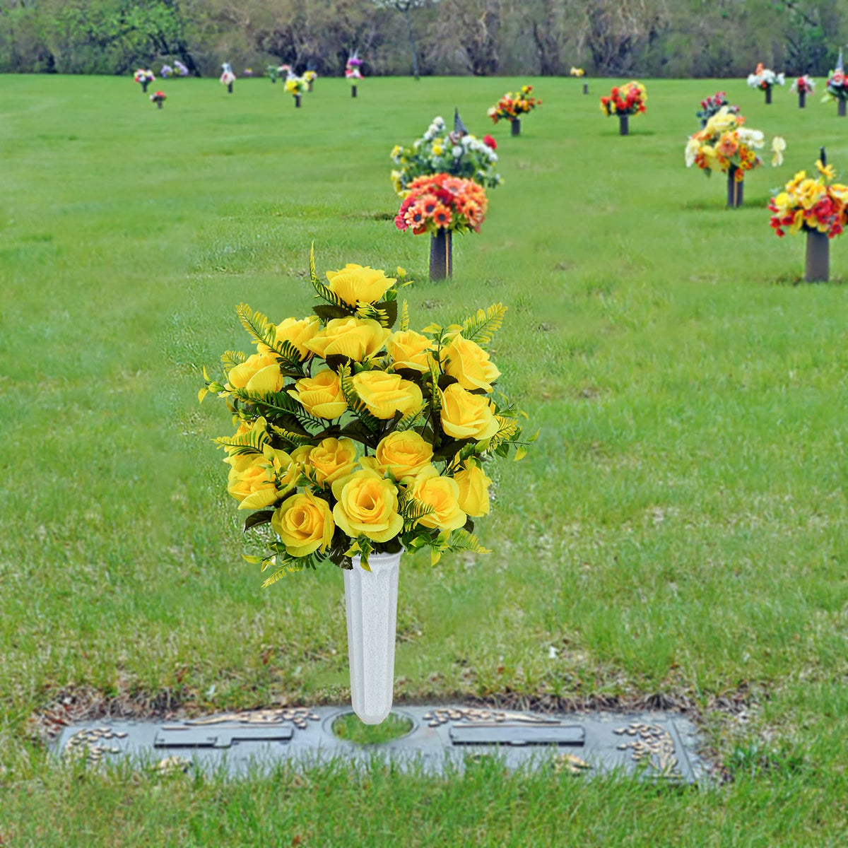 XONOR memorial flowers, sun-proof and water-resistant for long-lasting color.