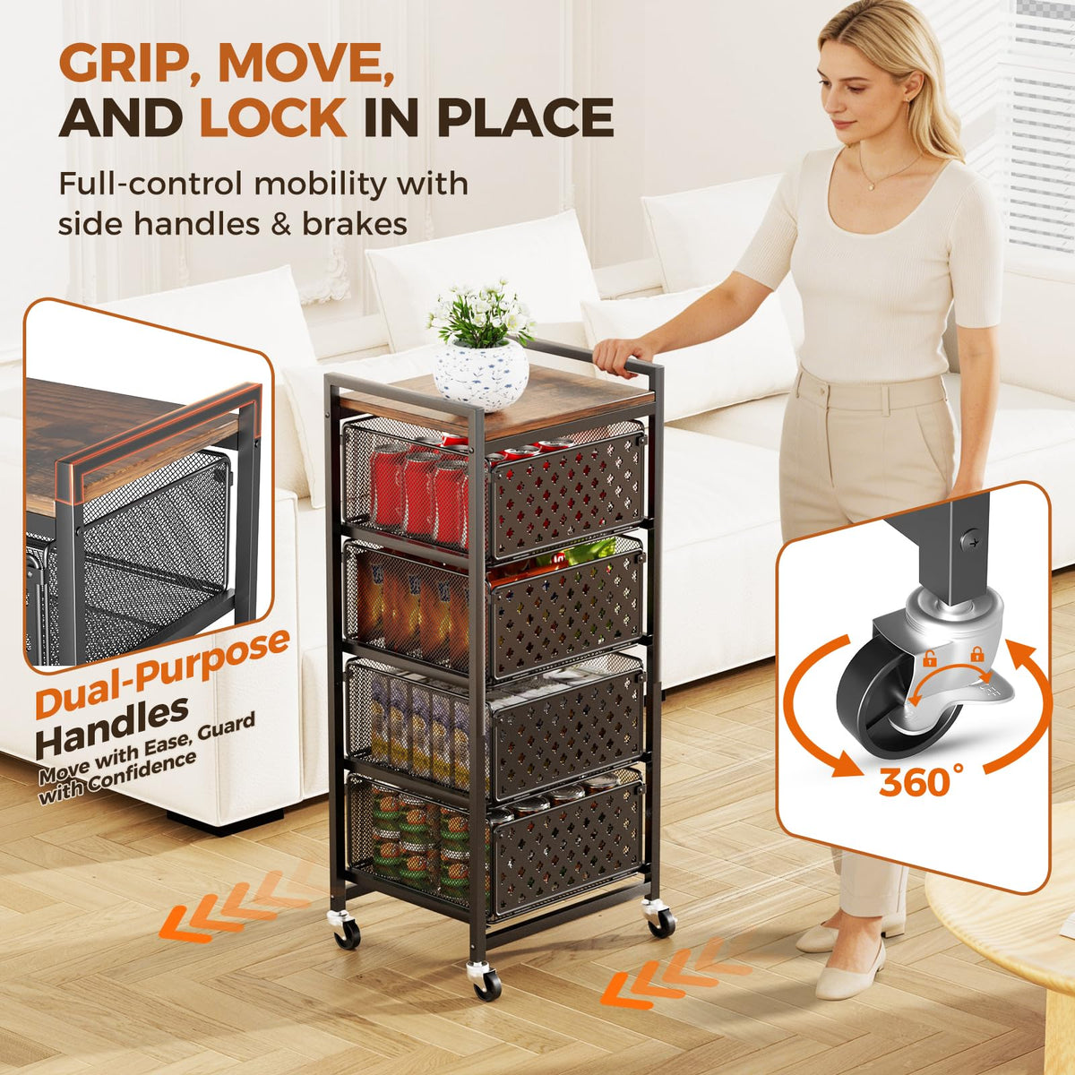 Xpatee kitchen cart used as mobile island or storage.