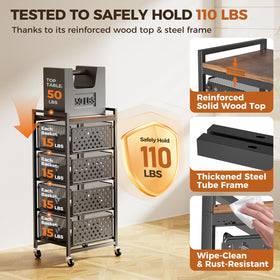 Xpatee kitchen cart wheels with locking provide stable placement.