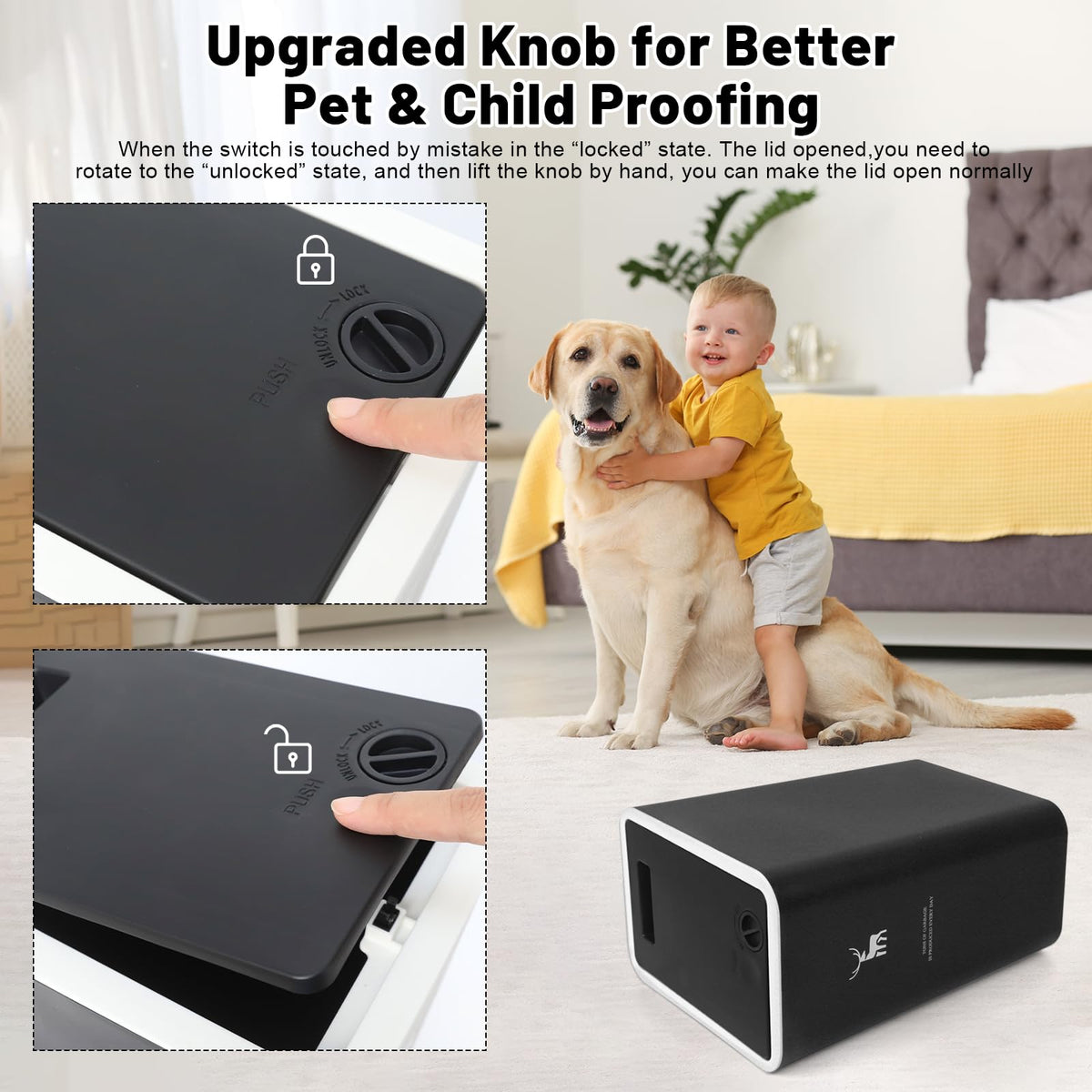XPIY dog-proof-trash-bin deters pets with a secure lid