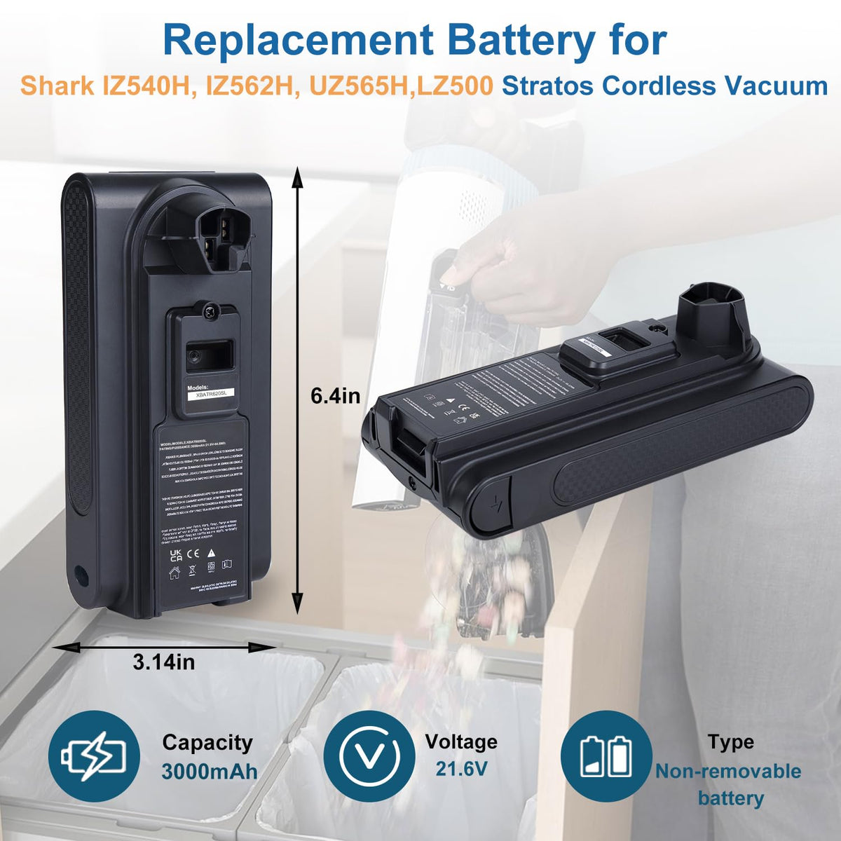 Xpopox XBATR620SL 64.8Wh capacity supports consistent suction