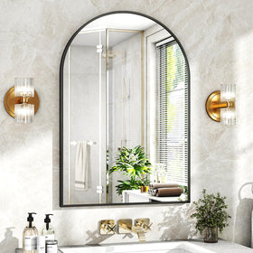 XRAMFY 20x30 arched mirror front view with crisp reflections for makeup and lighting