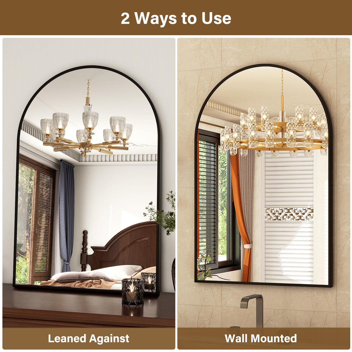 XRAMFY entryway living room display with arch mirror enhancing space perception