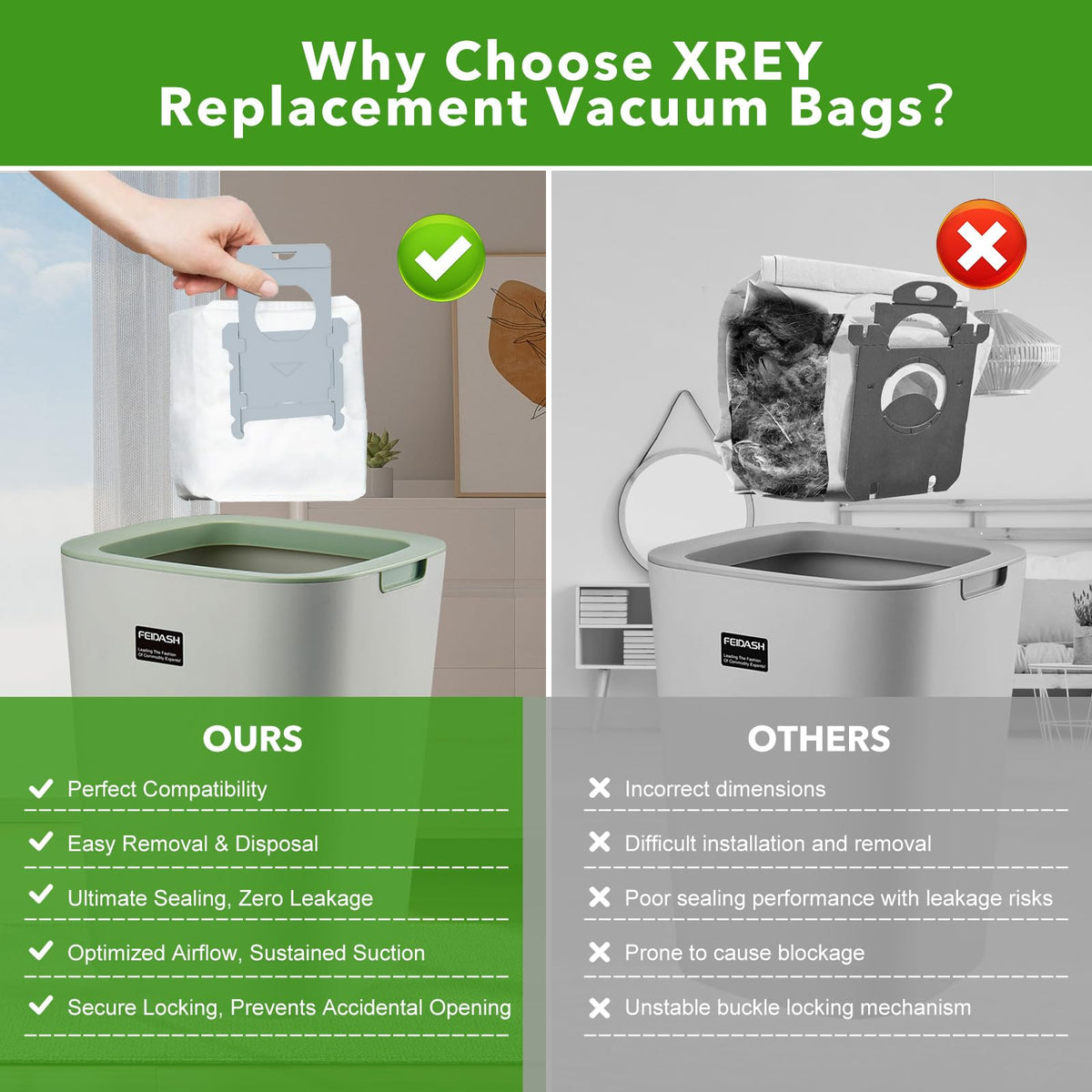 XREY 4-layer filtration captures dust and pet hair effectively.
