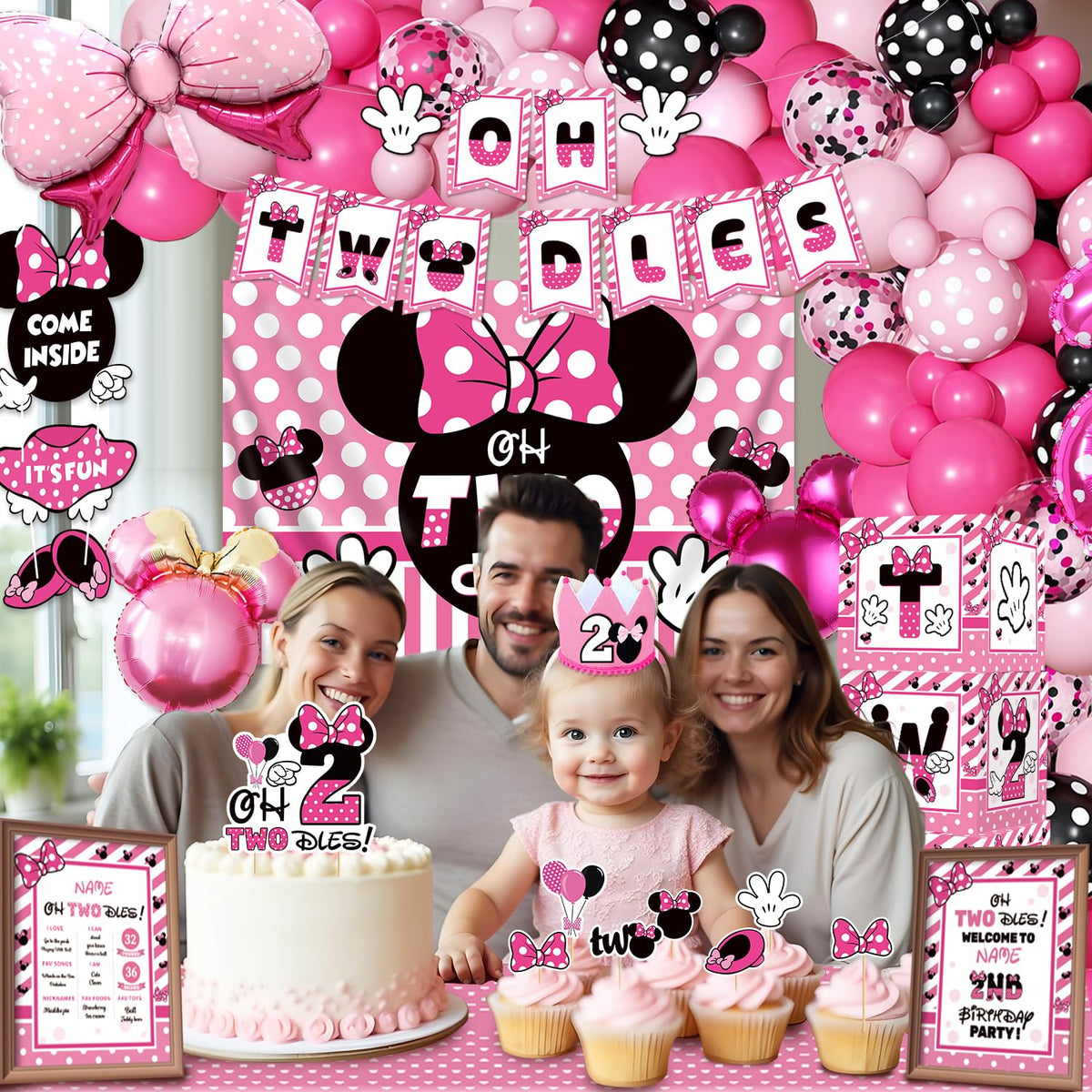 XSOOH Oh Twodles foil balloons create a shimmering marquee that photographs beautifully for celebrations