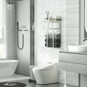 Xstydes floating shelves wall decor white for elegant bathroom organization