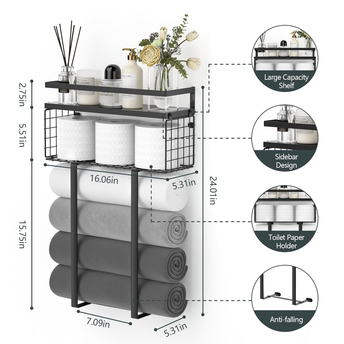 Xstydes flexible inside or outside installation for towel rack