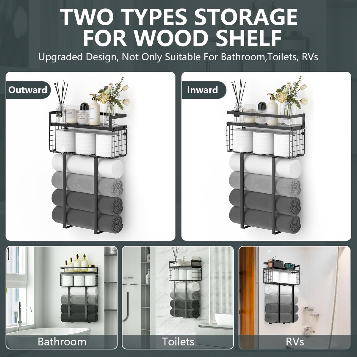 Xstydes wall mounted organizer in black for small bathrooms