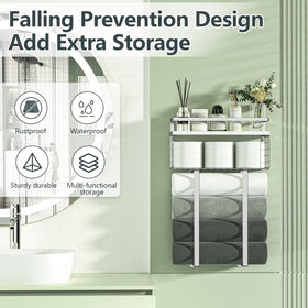 Xstydes wall-mounted bathroom shelves in silver for organization