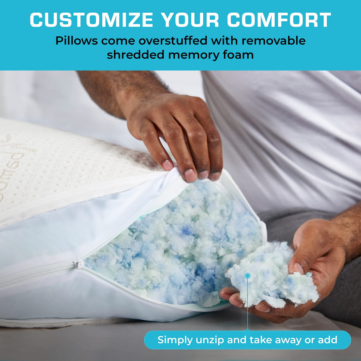 Xtreme Comforts memory-foam-support contours for plush, supportive sleep.
