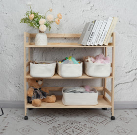 XUANGUO bathroom organizer basket with soft cotton rope texture.