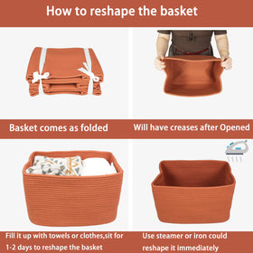 Xuanguo towels storage basket adds decorative storage to bathroom or linen closet.