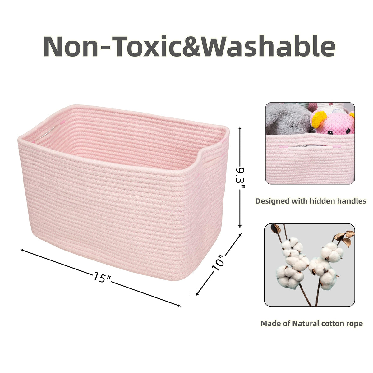 XUANGUO rope basket with handles facilitates easy transport of clothes.