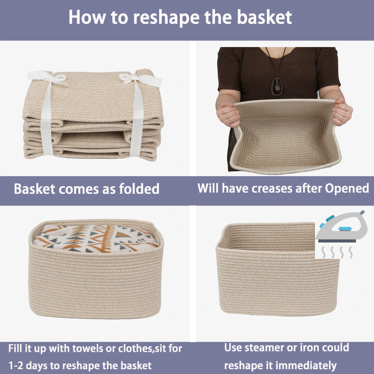 XUANGUO basket reshaping tip: fill with towels for 1–2 days.