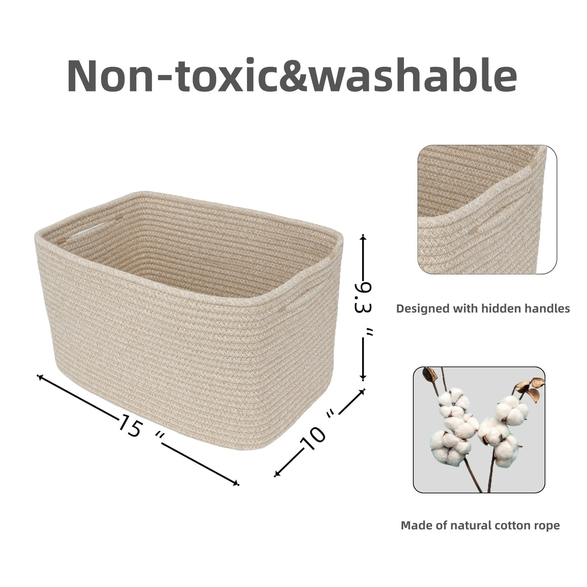Rectangle basket on a bookcase, enhancing decor while keeping items tidy.
