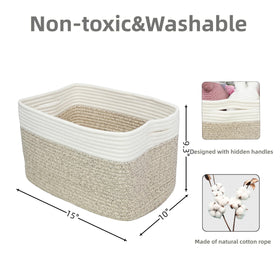 Xuanguo rope basket with handles; easy to move around and tidy rooms.