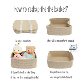 XUANGUO small woven storage basket flat-packed and reshaping for quick setup