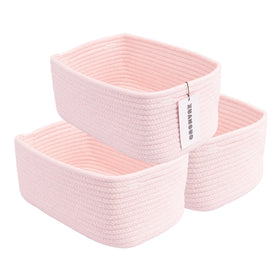 XUANGUO pink woven storage basket on shelf for tidy organization
