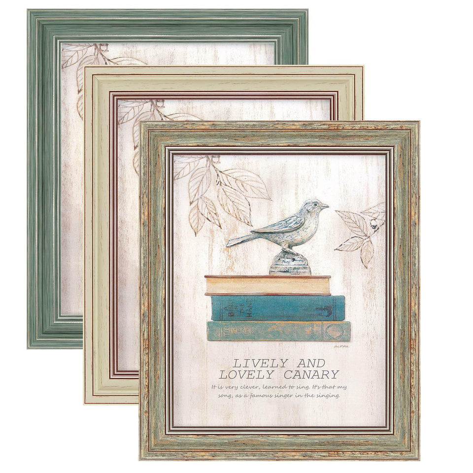 XUANLUO 3-pack 8x10 wood grain frame with HD cover for tabletop display.