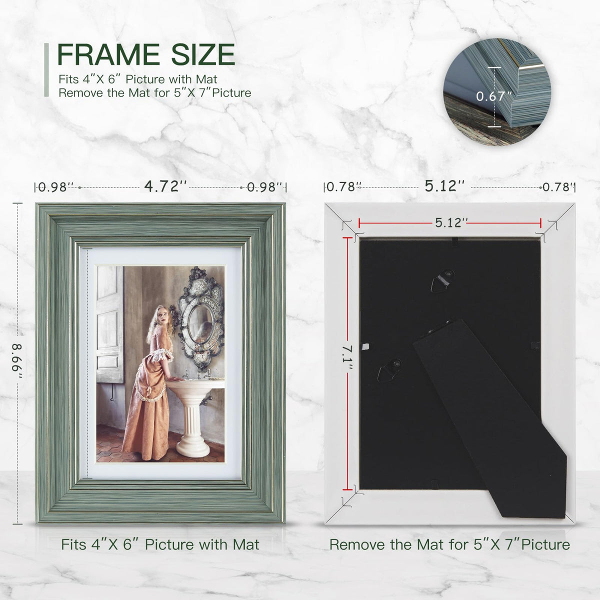 XUANLUO 5x7 frame with HD plastic cover showcases vivid memories.