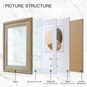 XUANLUO vintage wood-grain frame with easel stand for tabletop display.