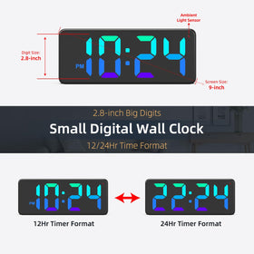 Xuanzit auto-brightness wall clock adapts to day and night lighting for comfort.