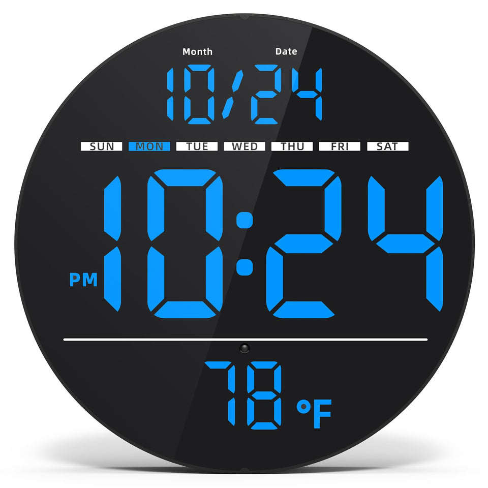 XUANZIT digital wall clock with 8-inch LED display, easy to read from across the room.