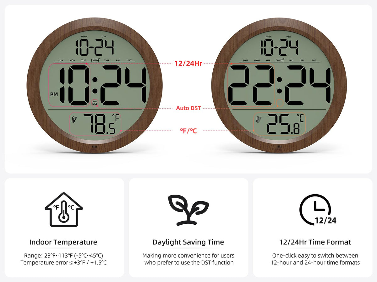 XUANZIT clock auto-DST adjusts time automatically twice a year.