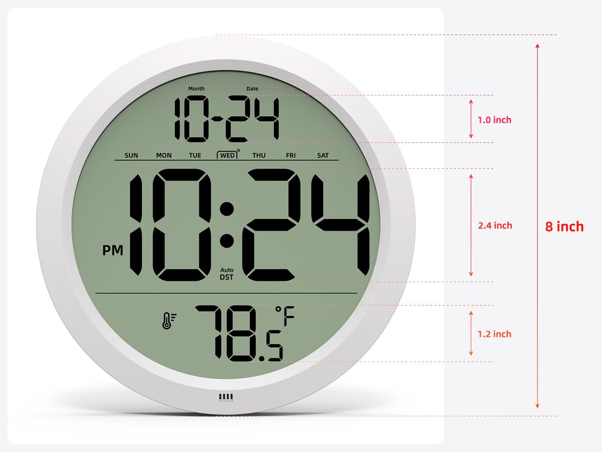 XUANZIT digital wall clock battery compartment with easy access.