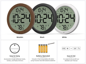 XUANZIT battery-powered clock with long life up to two years.