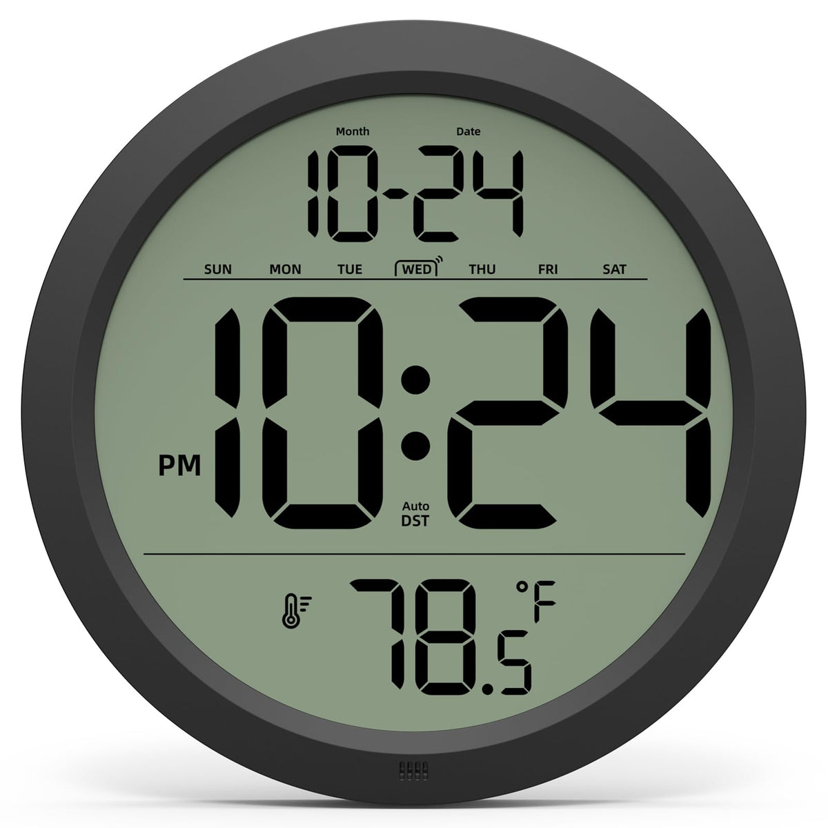 XUANZIT digital wall clock front view with large numbers for easy reading.