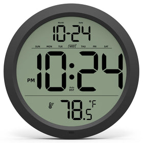 XUANZIT digital wall clock front view with large numbers for easy reading.