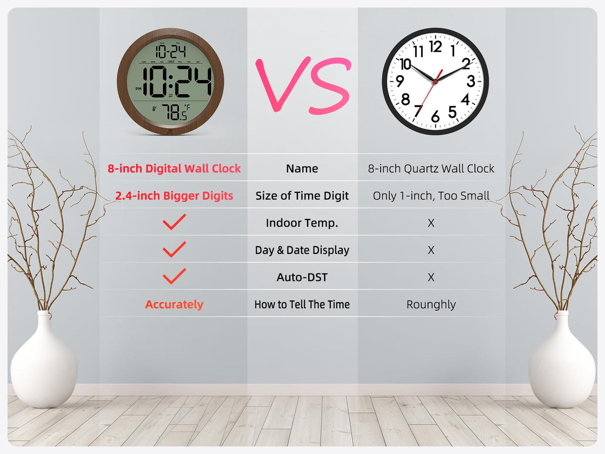 XUANZIT wall clock wood grain finish adds warm farmhouse charm.