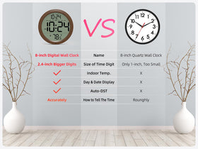XUANZIT wall clock wood grain finish adds warm farmhouse charm.