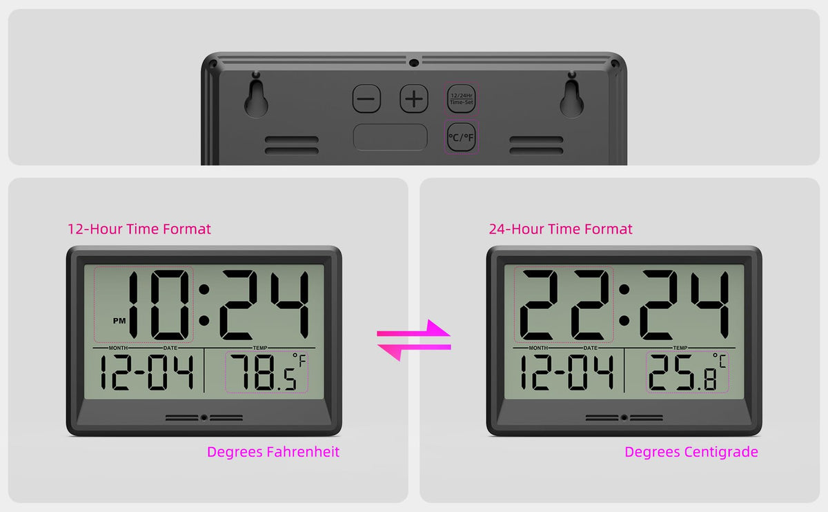 XUANZIT 12/24-hour format toggle adapts to your preferred time style.