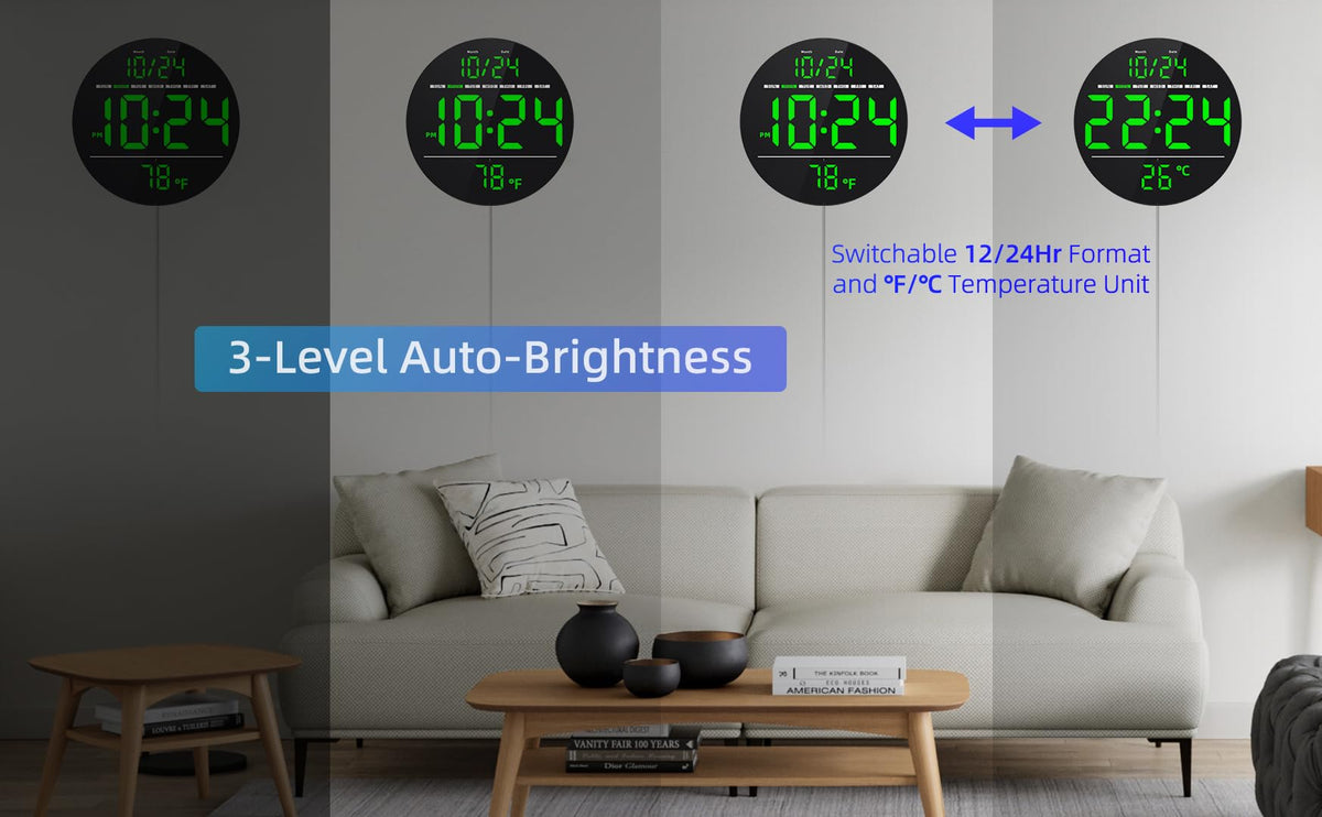 XUANZIT plug-in clock with a 10-foot USB cable for flexible placement