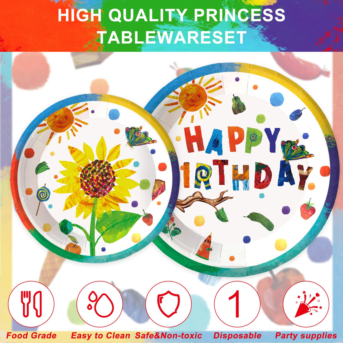 XUELIREN hungry caterpillar dessert plates seven-inch ideal for treats and party desserts