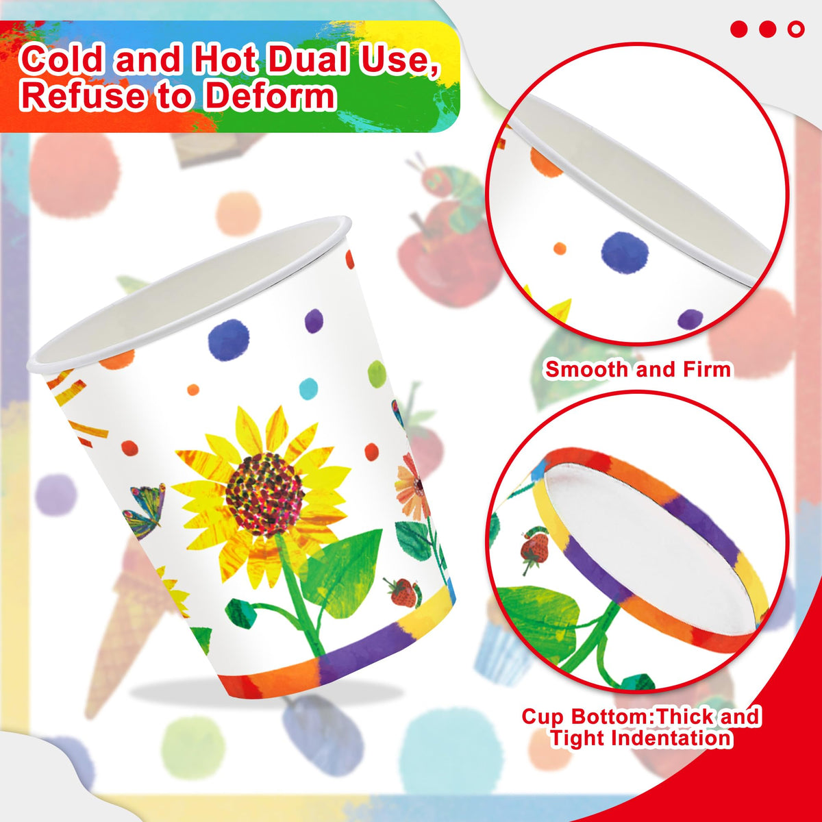 XUELIREN hungry caterpillar paper cups sturdy for beverages and safe handling